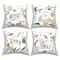 Stupell Industries Casual Grey Spotted Cats Varied Botanical Sprigs 4 Pillow Set, 18" x 18"